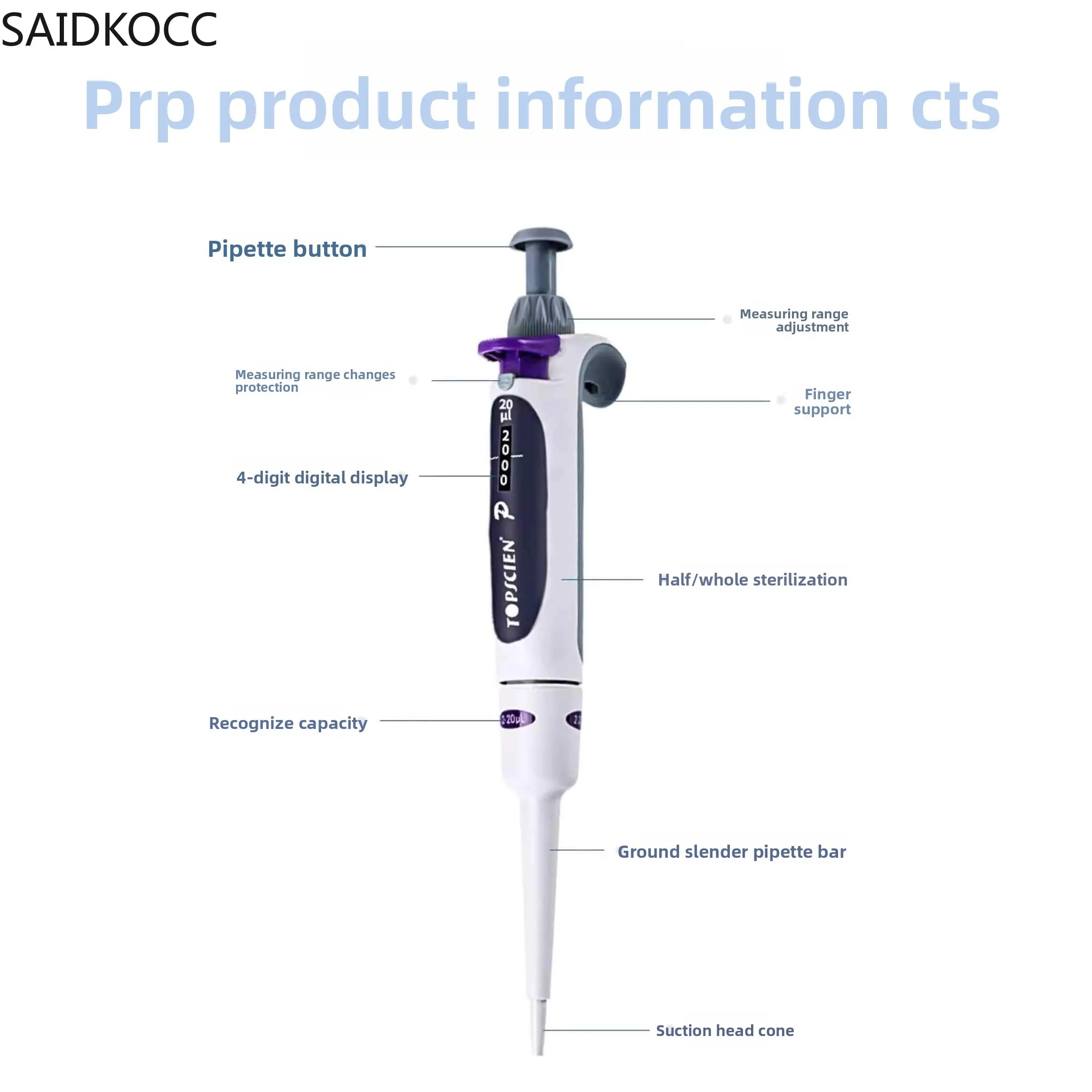 Micropipettes Ejector Autoclavable Pipette Single Channel Manual Variable Volume Pipettor Pette 0.1-10000ul Half Sterilization