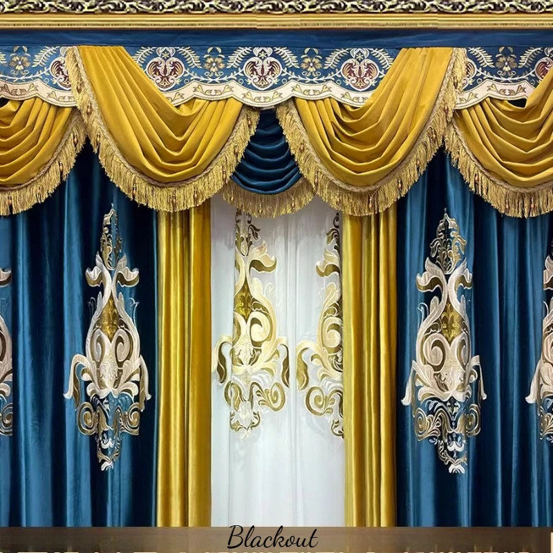 European Retro Villa Bedroom Luxury Embroidered Curtains Custom Size Thick Fabric Elegant Jacquard Fashion Modern Door Blackout