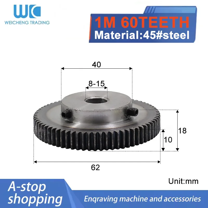 

1M60T Отверстие 8-10-12-14-15 мм 1,5 м Мод цилиндрическая шестерня Шестерни Аксессуары для моторной коробки 45 # Стальные зубы Engrenagem