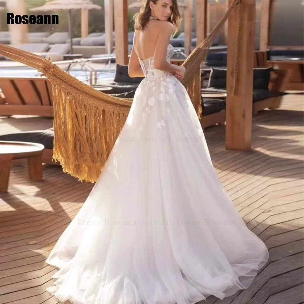 Customized Wedding Dress Strapless Applique Sleeveless Lace Draped Pleat Open Back Bride Dresses Floor Length robe de mariée