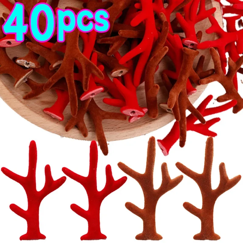 2/40pcs Red Brown Antler Headdress Deer Horn Tree Branches DIY Headband Accessories DIY Christmas Gift Cosplay Photoprops Decor