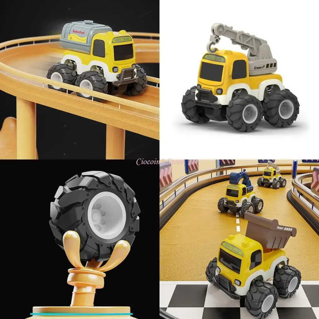 Y1UB 4 ’’プレイ車両のベビープルバックプレスプッシュ＆ゴーカーのためのミニエンジニアリングカーおもちゃ