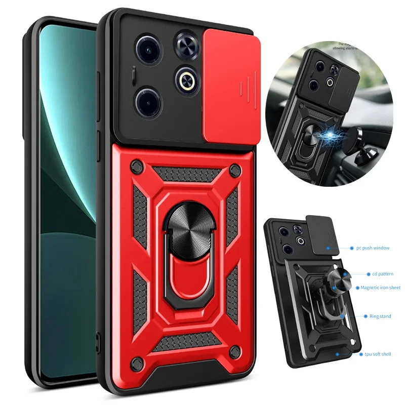 

Для Infinix Zero 30 40 4G 5G 2023, противоударный автомобильный магнитный кольцо, защитный силиконовый держатель-подставка, задняя крышка, чехлы