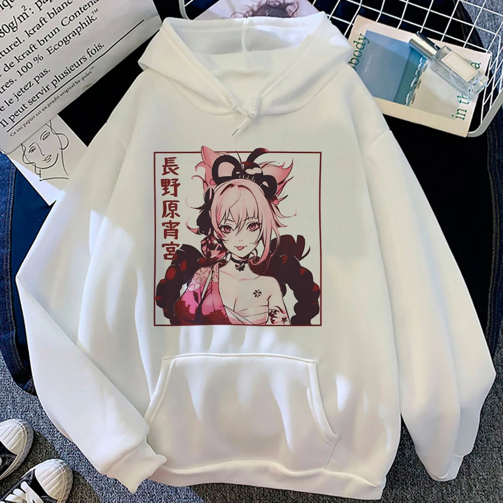 Hoodies Genshin Impact para mulheres, estilo coreano, agasalho anime, moletons femininos, vintage puxa