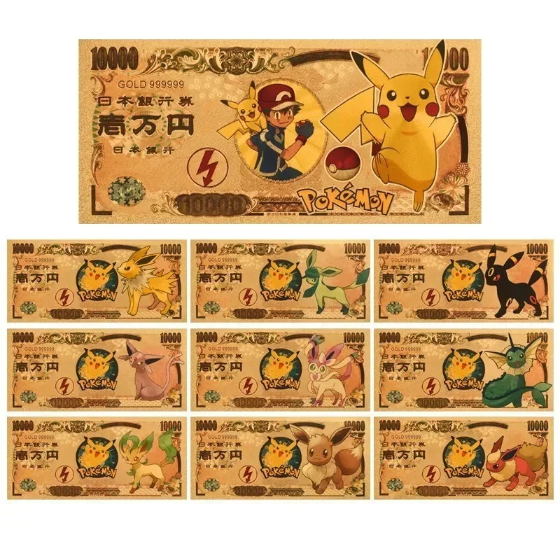 

10pcs Pokemon Letters Metal Cards Pokémon Commemorative Gold Collection Coins Money Pikachu Playing Game Card Children Kids Toy