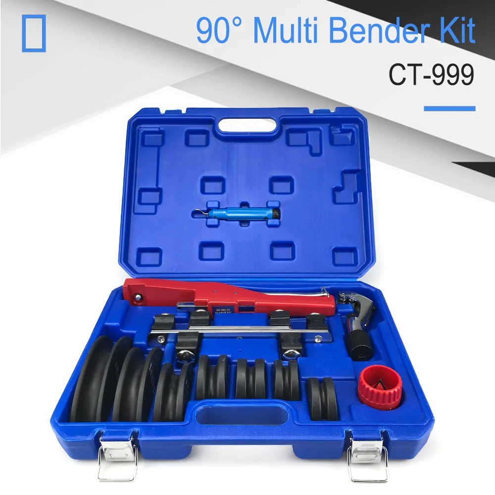 90° Fibre Wheel Tube Bender Kit Copper Pipe Bending Tool with Cutter Deburrer HVAC Refrigeration AC Copper Aluminum Tubing Repai