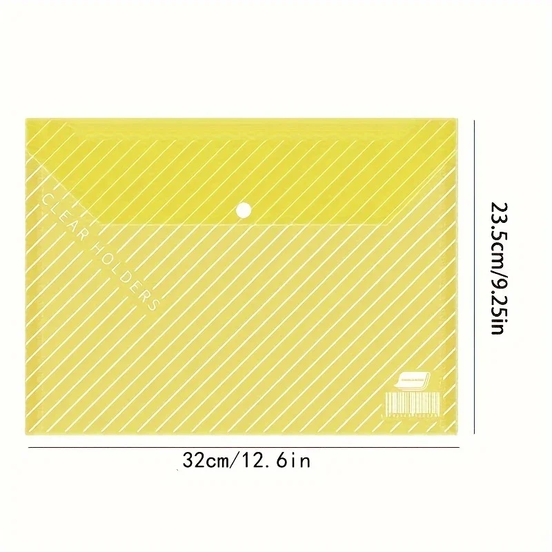 5/20 Pack Multicolor A4 Clear Polypropylene Document Folders - Durable PP Plastic Envelopes for School and Office Supplies