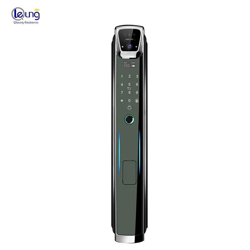 005Qleung Home Security Digital Video Intercom Funtion With Camera 3D Face Recognition Password Fingerprint Smart Door Lock