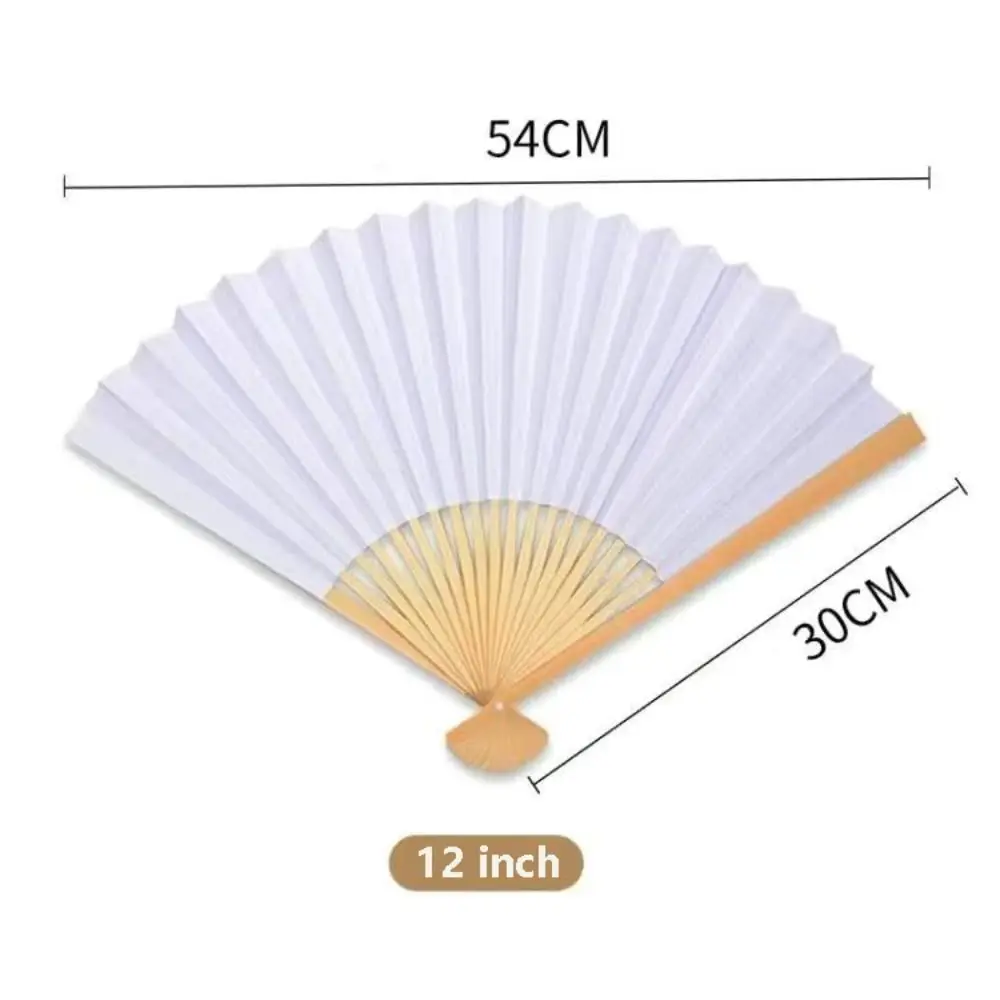 4Pcs 7/10/12 Inch Dance Folding Hand Fan White Chinese Style DIY Painting Fan Portable Double Sided DIY Tai Chi Hand Fan