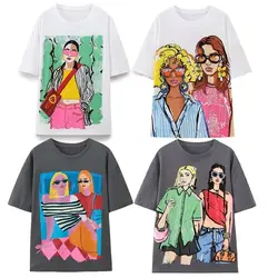 2024 New High-quality men's Printed T-shirt Top men's O-neck Casual Cotton Short-sleeved Harajuku Y2K Gothic T-shirt Tops