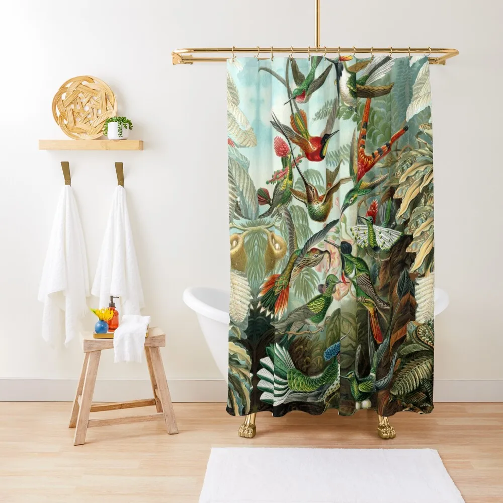 

HUMMINGBIRDS AND TROPICAL PLANTSTrochilidae Shower Curtain Anime Shower Waterproof Bathroom Shower Curtain
