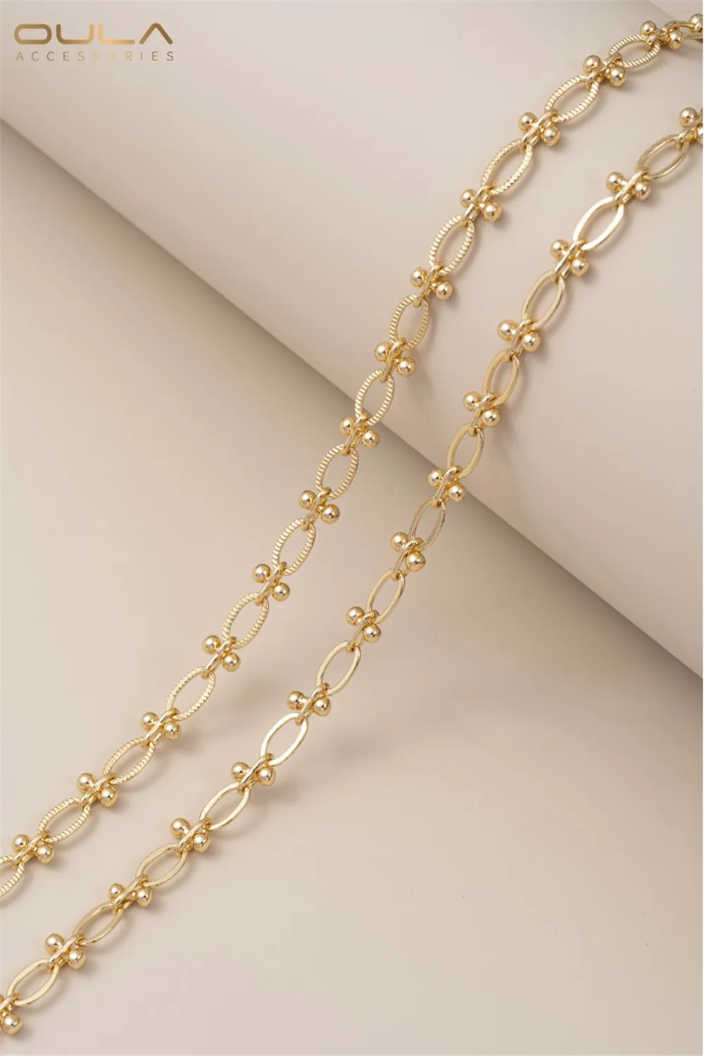 

Korean Handcrafted Chain 14K Gold-plated Oval Long O-shaped Beaded Chain Loose Chain Diy Bracelet Necklace Accessory Material