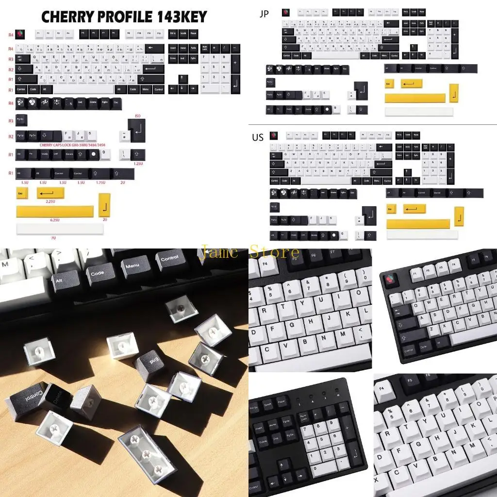 LX0B Keycaps 143-Key Japan Minimalist PBT Dye-Sublimation Mechanical Japanese English