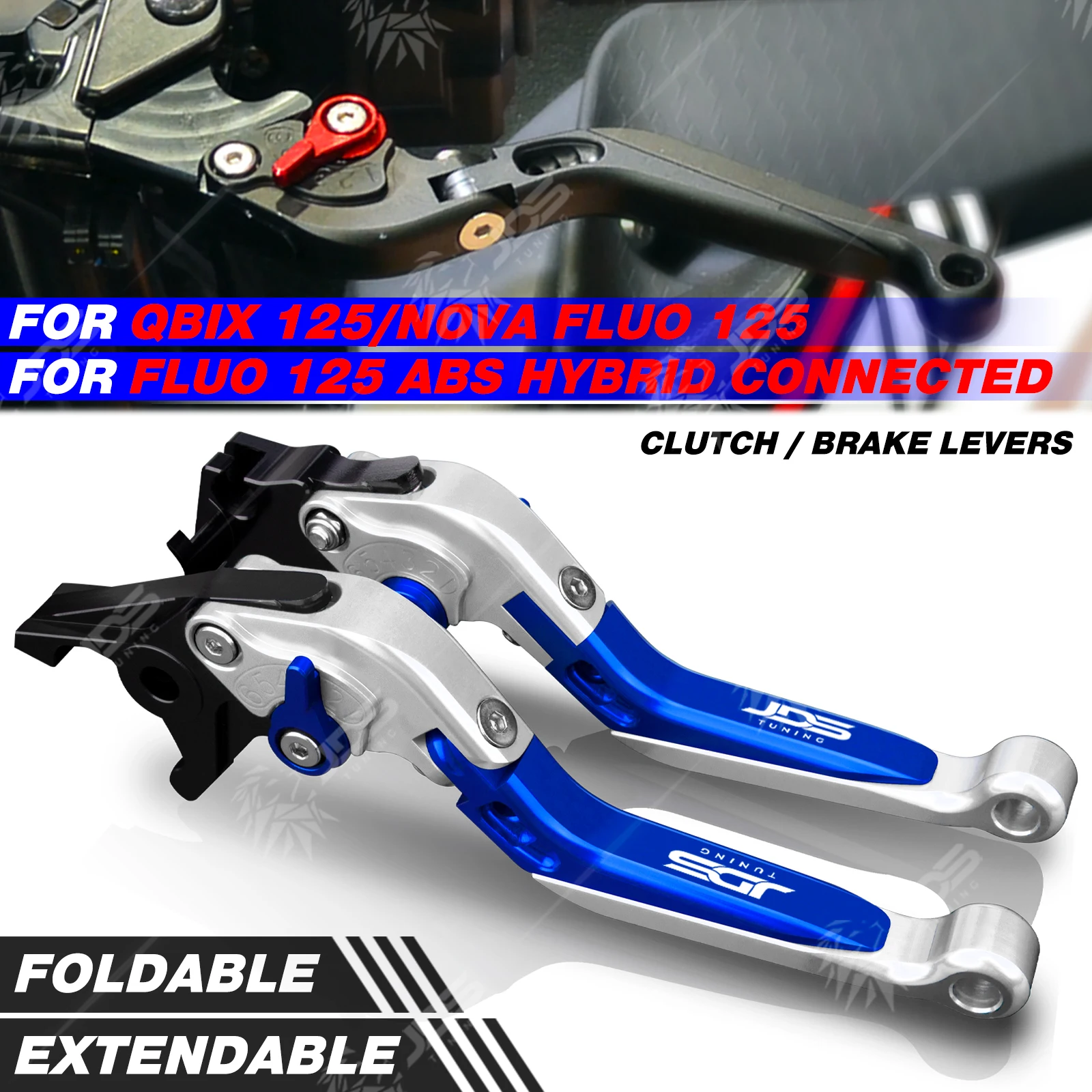 JDSTUNING para Yamaha QBIX 125/NOVA FLUO 125/FLUO ABS juego de palanca de freno con conexión híbrida palancas de mango plegables accesorios piezas