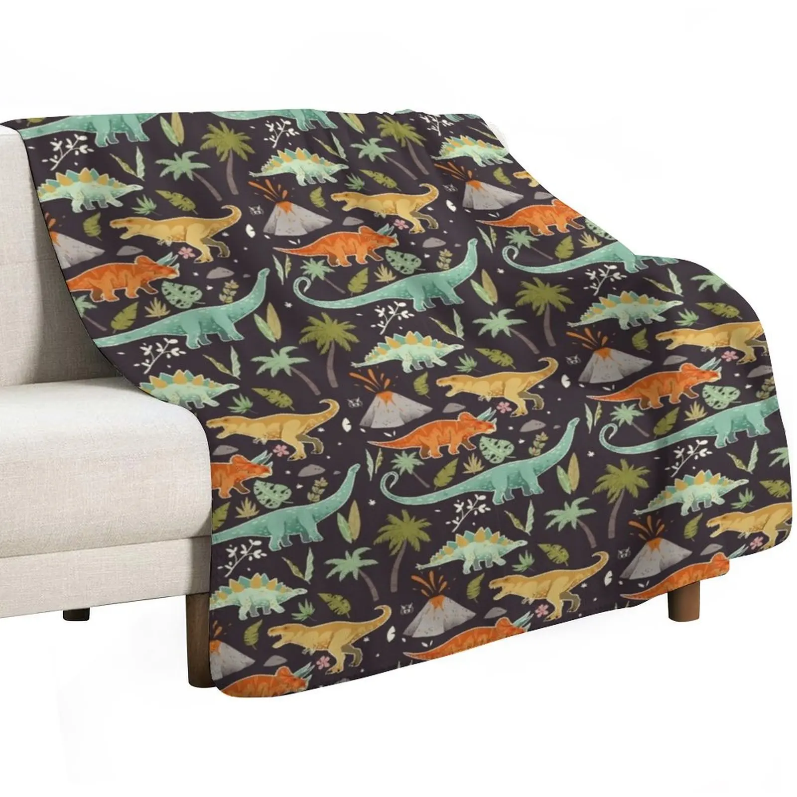 A colorful dinosaur pattern! Throw Blanket Stylish Decor Blanket Gift for Friends Roommate