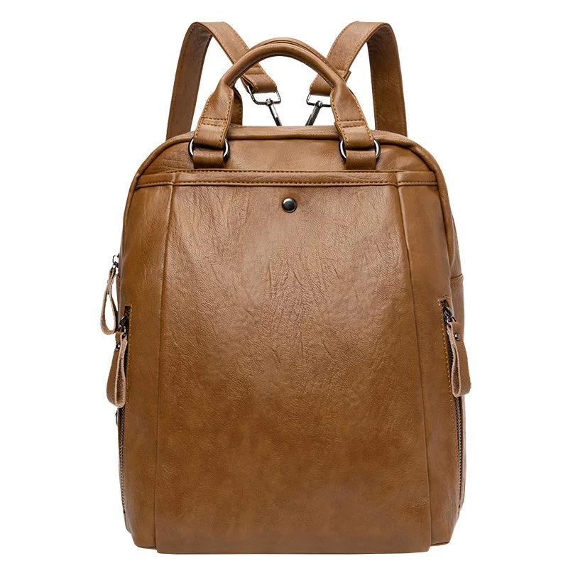 Fashionable large capacity minimalist computer bag versatile business women's soft leather backpack