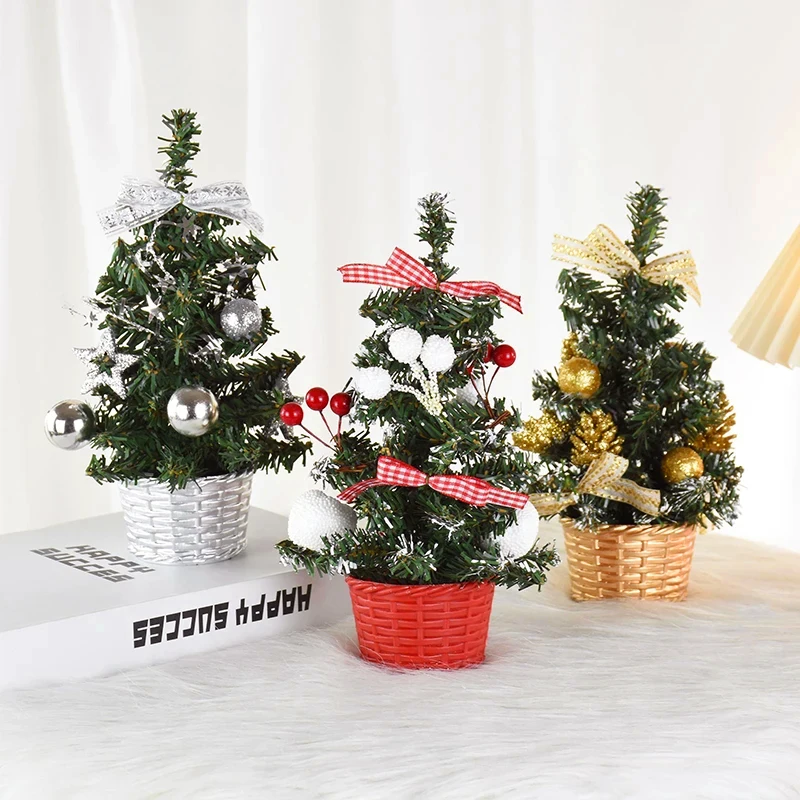 20/30cm Artificial Christmas Tree Table Ornament with LED Light Balls 2023 Christmas Decoration for Home 2024 New Year Gift Mini