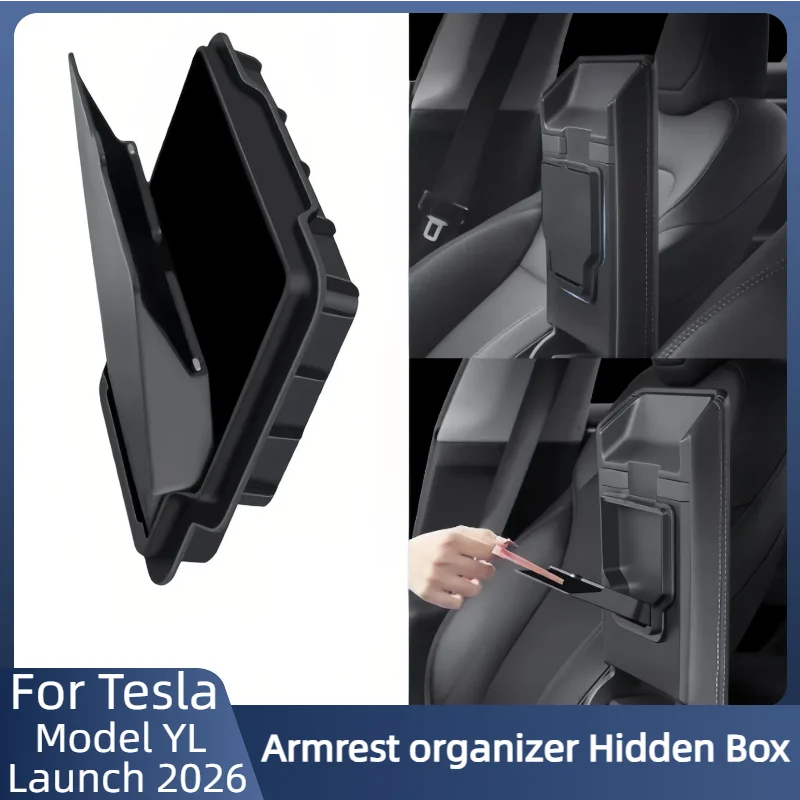 Tesla Model 3/Y/YL 마그네틱 센터 콘솔 팔걸이 보관함 - 개인 정보 보호 숨겨진 정리함 트레이, 비행 방지 마그네틱 커버