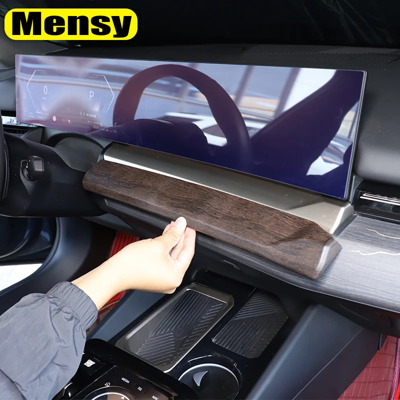 

For BMW 5 Series G60 2024 2025 ABS Oak grain Car Center Console Navigation Screen Lower Panel Decorate Sticker Car Accessorie