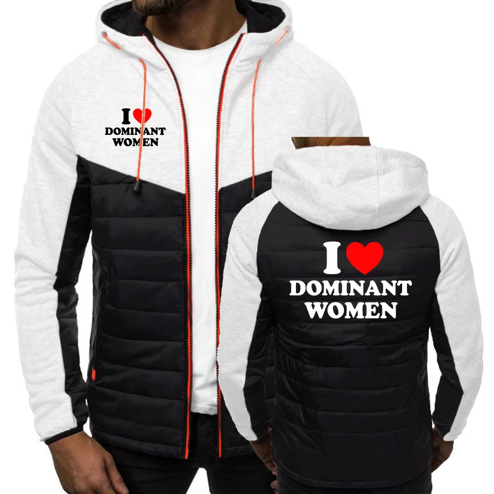 I Love Dominant Women Graphic Men's Korean Style Trendy Short Jacket Men's Cotton Jacket Men's Winter Top Hoodies