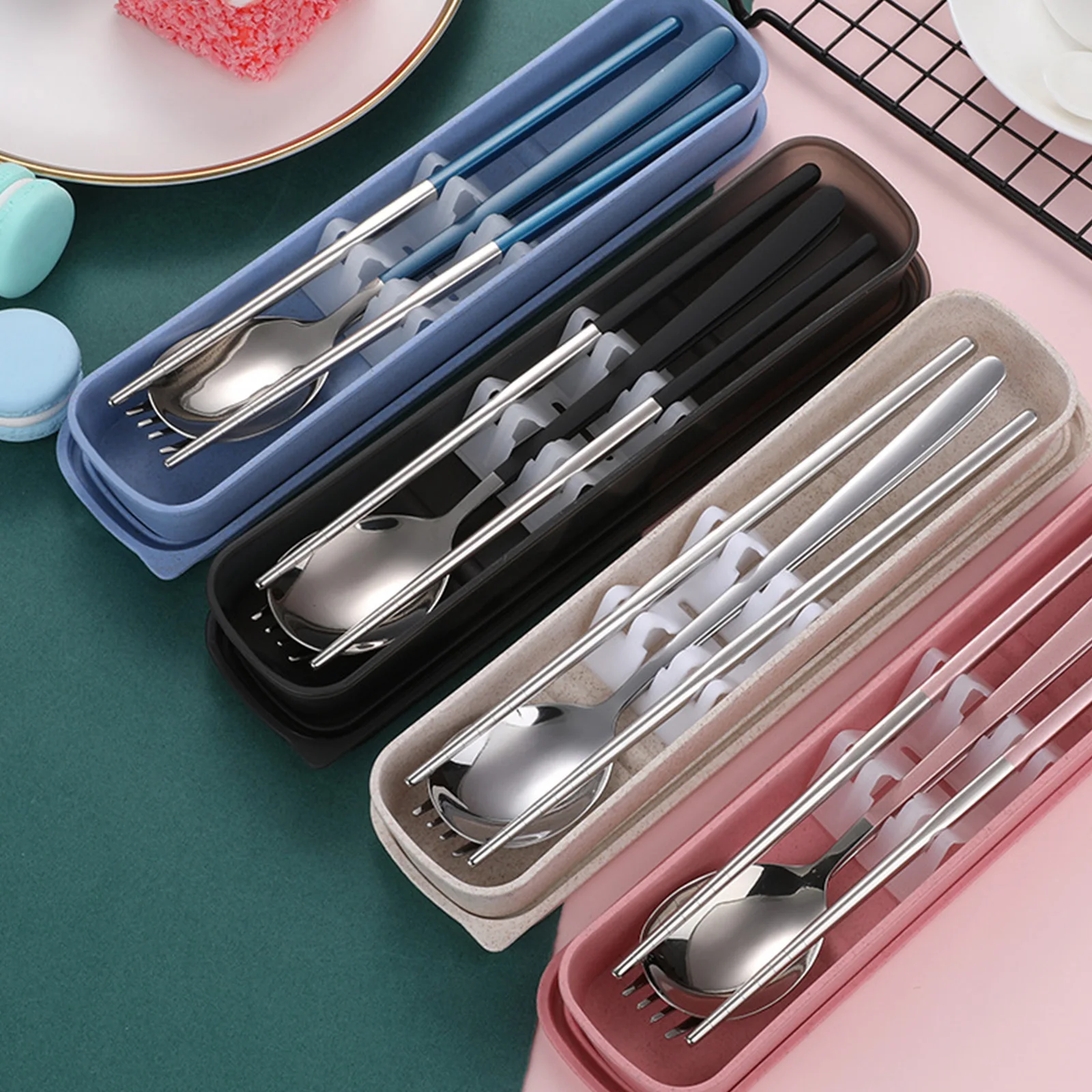 

Stainless Steel Portable Camping Pouch Foldable Tableware Convenient Cutlery Bag Simple Cutlery Bag Travel Storage Containers