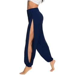 Modieuze Elastische Taille Dames Hoge Split Hippie Casual Harlan Broek Yogabroek Hoge Taille Damesbroek