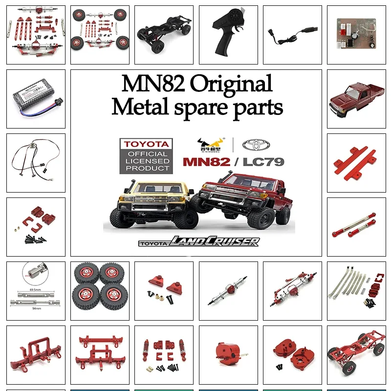 MN82 LC79 MN78 eje delantero y trasero de Metal, varilla de enlace de chasis, juego de neumáticos de amortiguador de montaje, piezas de actualización de coche RC 1/12