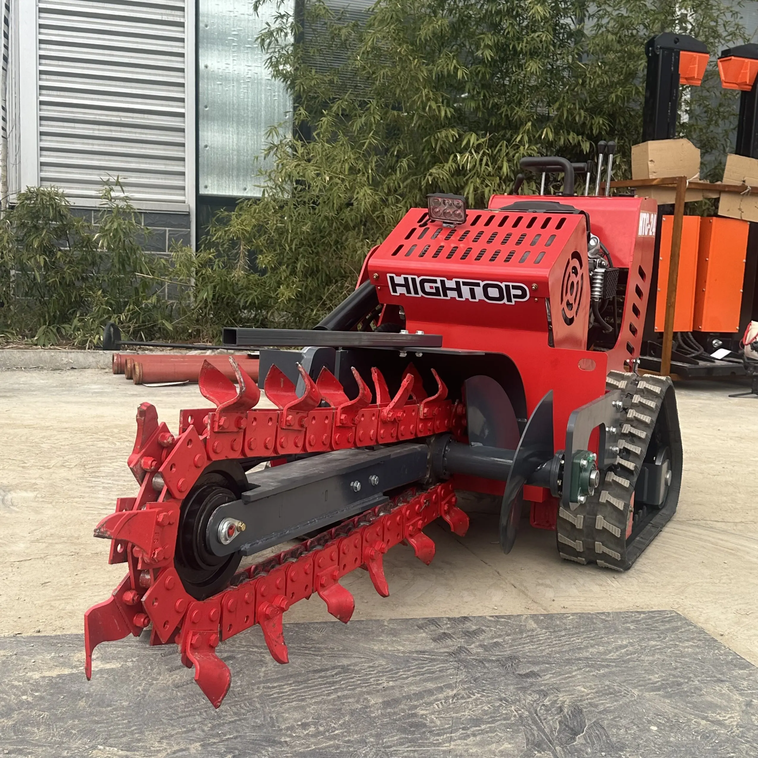 Chain-type trenchers are used for trenching operations in orchards and farms.