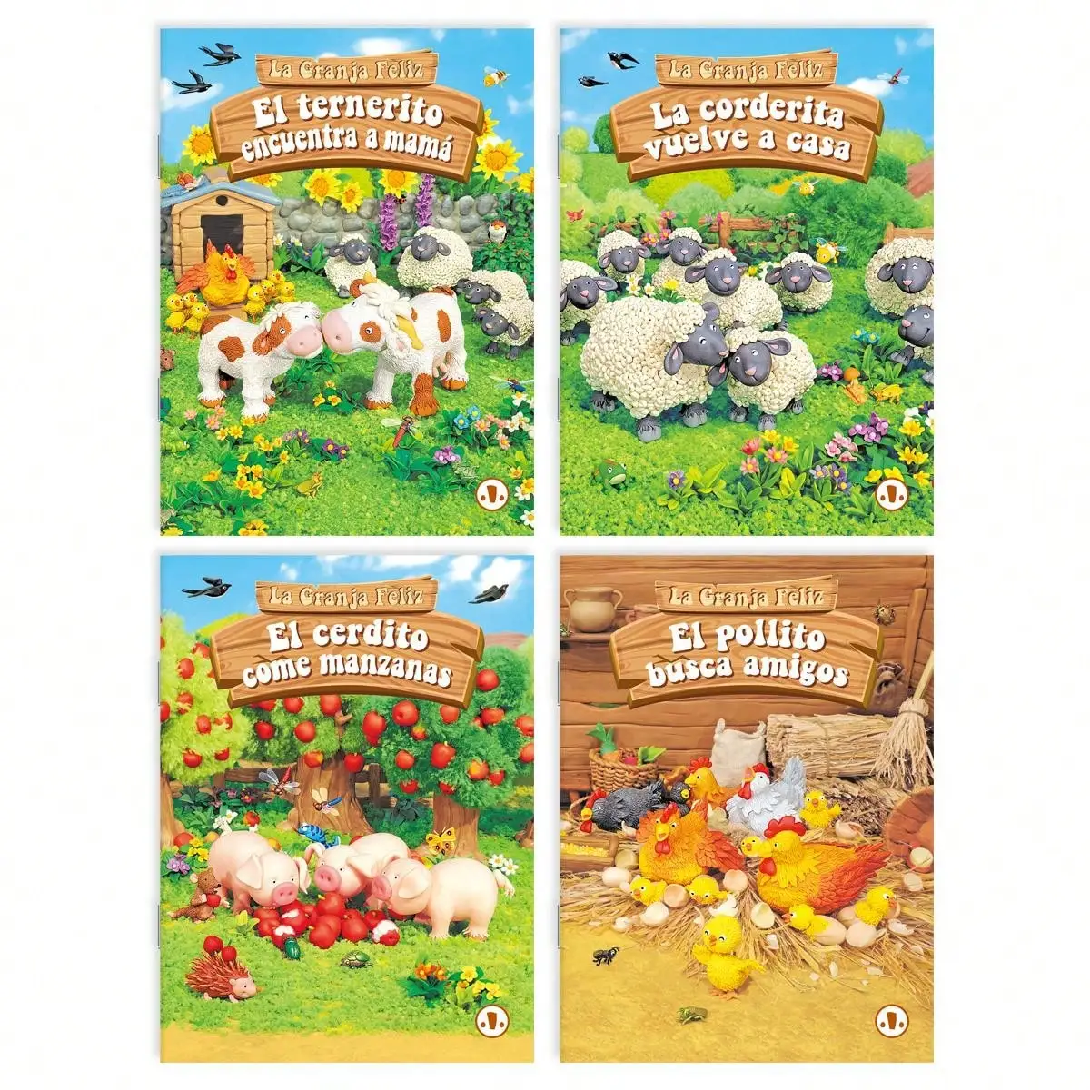

Children's Spanish enlightenment books! "La Granja Feliz" series, 4 pet stories super eye-catching cute farm animal stories