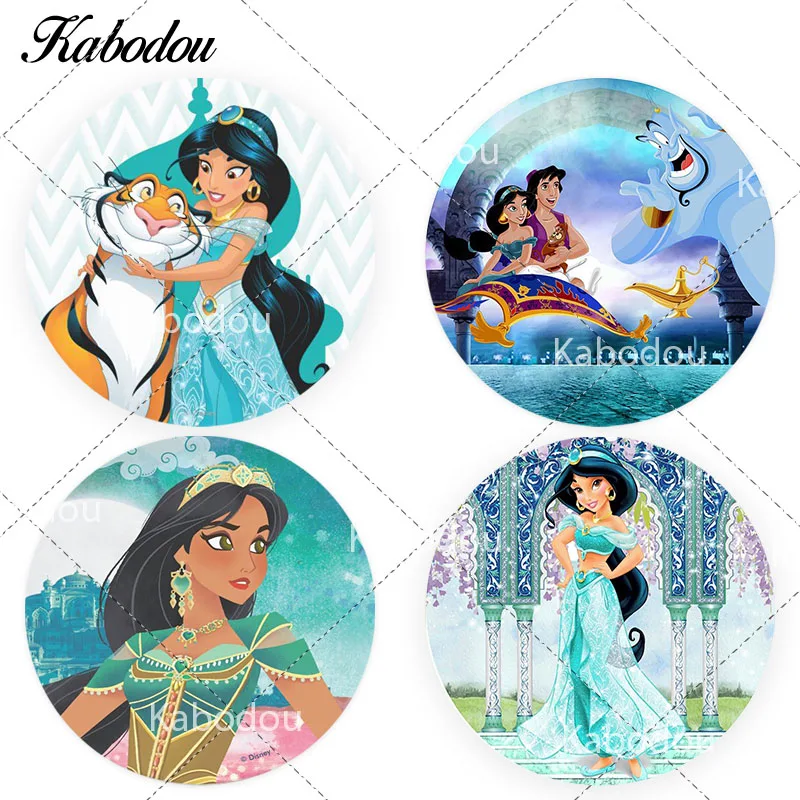 

Aladdin Jasmine Circle Photo Backdrop Cover For Girls Birthday Baby Shower Disney Princess Theme Round Photography Background