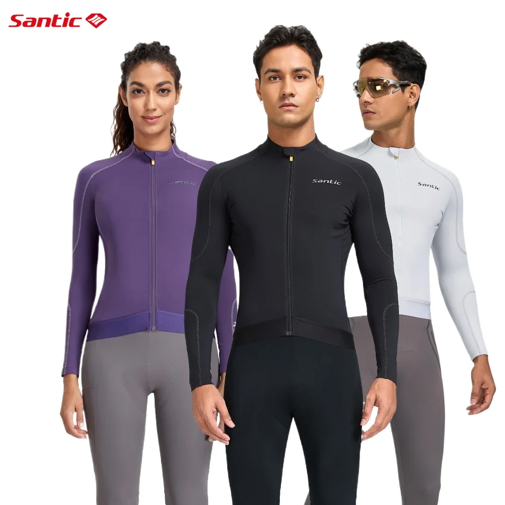 

Santic New 2025 Cyling Jerseys Autumn/Winter Thin Velvet Long Sleeve Cycling Clothes Road Bike Warm Top Unisex TZ25C01187