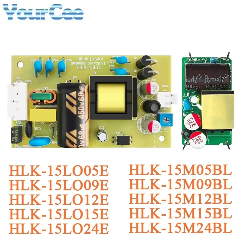 HLK-15M/15LO05/09/12/15/24BL 15W AC-DC Power Module 220V to 24V 15V 12V 9V 5V Universal Input Output Isolation Voltage 3000VAC