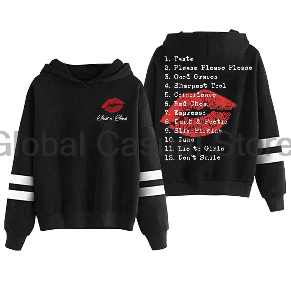 Sabrina Carpenter Short n' Sweet Tracklist Hoodie Pocketless Parallel Bars Sleeve Streetwear Men Women Hooded Sweatshirt