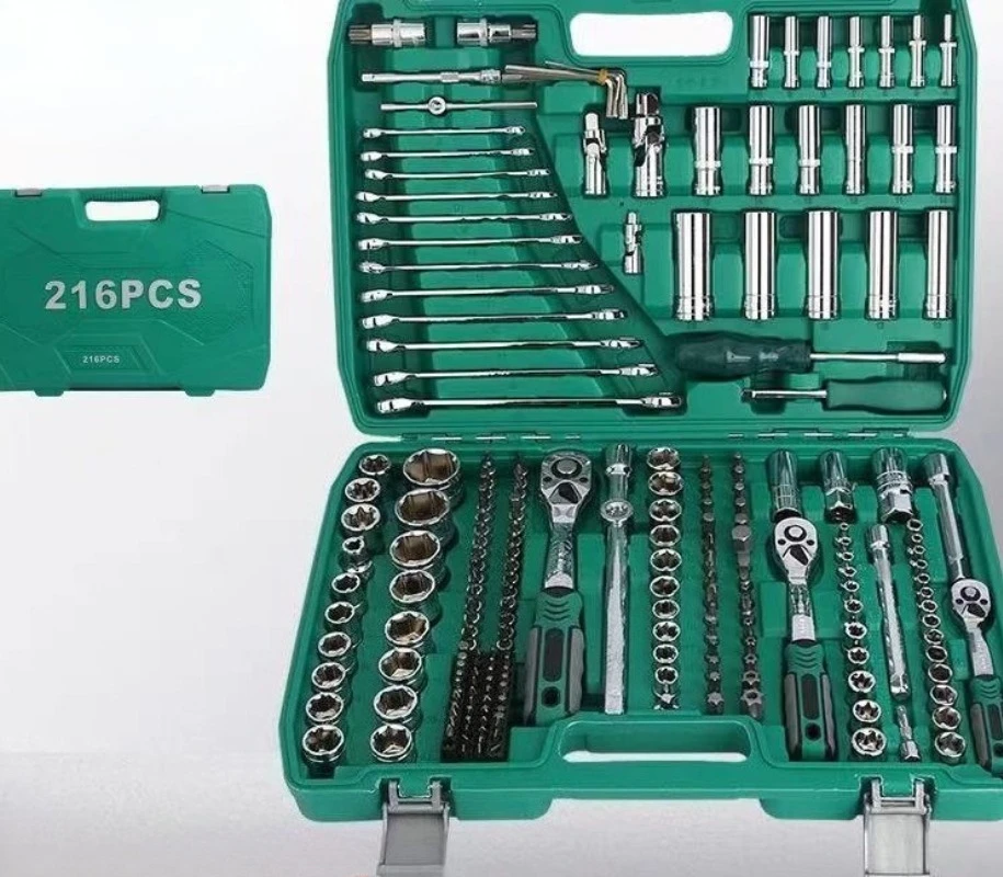 Vertically Arranges 216pcs Impact Socket Set Drive Ratchet Wrench Set 72 Tooth Ratchet Wrench Automobile Maintenance Tools