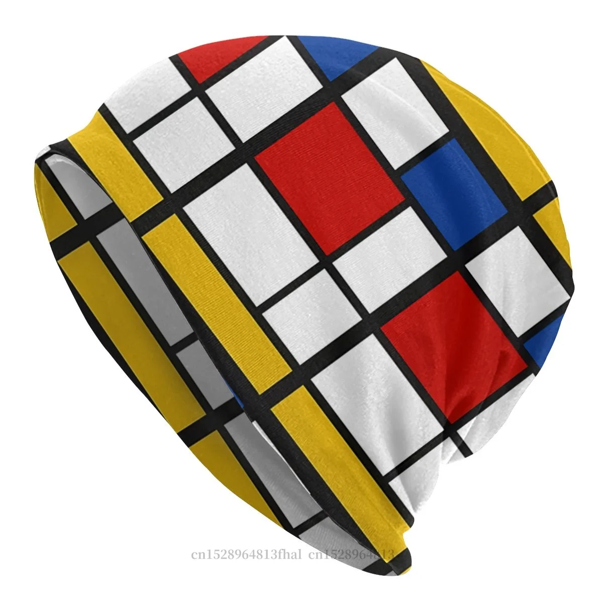 

Geometric Skullies Beanies Caps De Stijl Mondrian Inspired Thin Hat Autumn Spring Bonnet Hats Men Women's Hip Hop Ski Cap