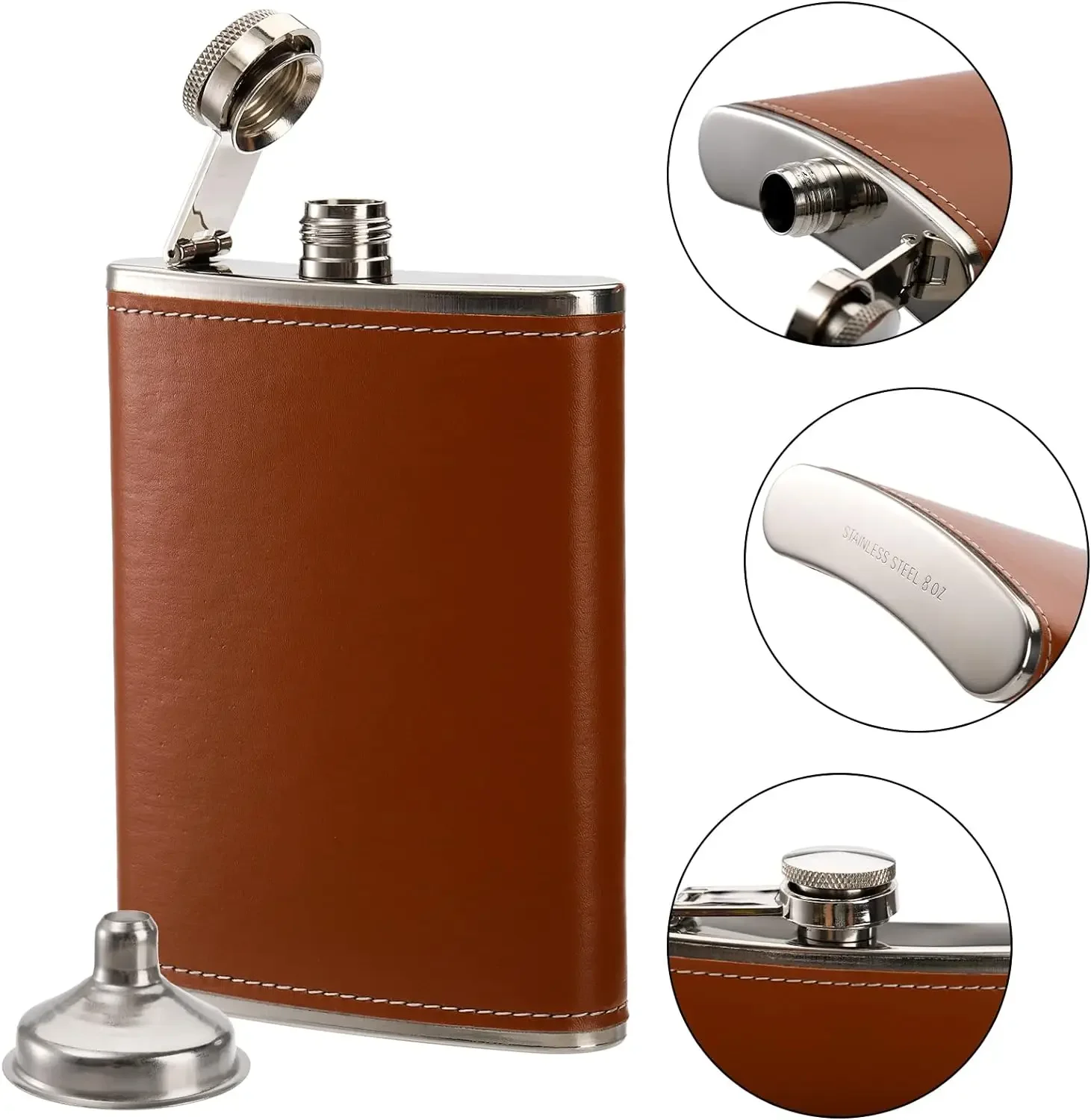 4/8oz Portable Pocket Hip Flask Outdoor Travel 304 Stainless Steel Flask Whiskey Drink Alcohol Flasks 8oz Steel Hip Flask Flagon