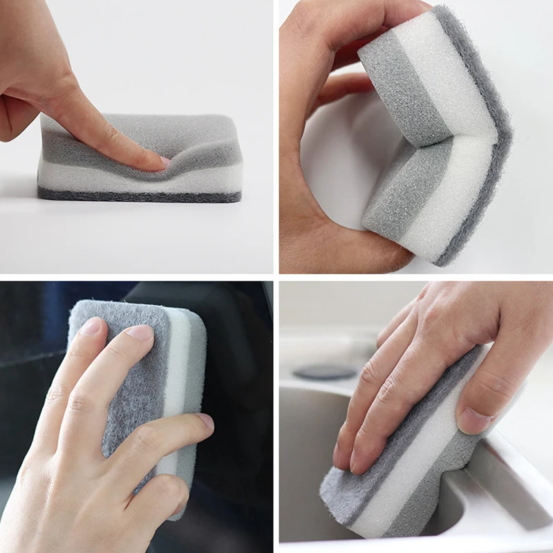 10Pcs Sponge Cleaning Cloth Household Nano Sponge Three Floors Sponge Wipe Dishwashing Cloth For Kitchen Bathroom Cleaning Tools