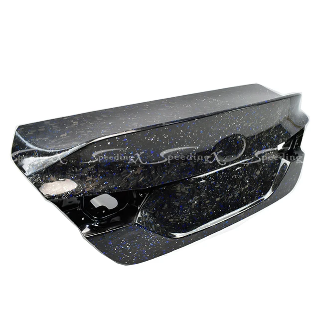 BLUE FORGED CARBON WITH SILVER FLAKES REAR TRUNK BOOT LID for 2018 -2021 CAMRY