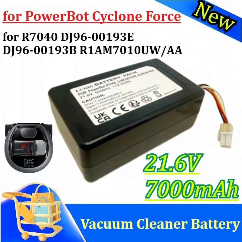 21.6V 7000mAh for Samsung for PowerBot Cyclone Force R7040 DJ96-00193E DJ96-00193B R1AM7010UW/AA Robot Vacuum Cleaner Battery