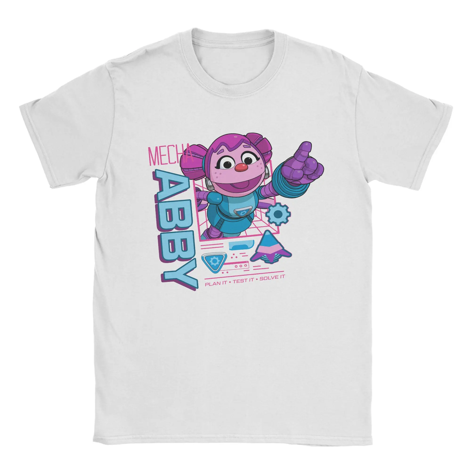 Camiseta Hip Hop Sesames Streets Mecha Builders Abby Cadabby, camiseta de algodón de manga corta con cuello redondo para hombre, camiseta de verano
