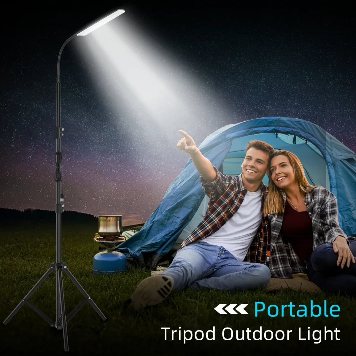 Luz de trabalho LED portátil com tripé, luz Grill, luz selfie, lâmpada LED, fotografia, ao ar livre, camping, piquenique