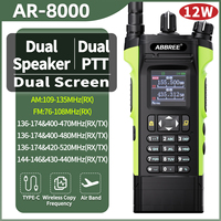 ABBREE AR-8000 Air Band Walkie Talkie Long Range Dual PTT UHF VHF 12W Power Wireless Copy Frequency Type-c Handheld Ham Radio