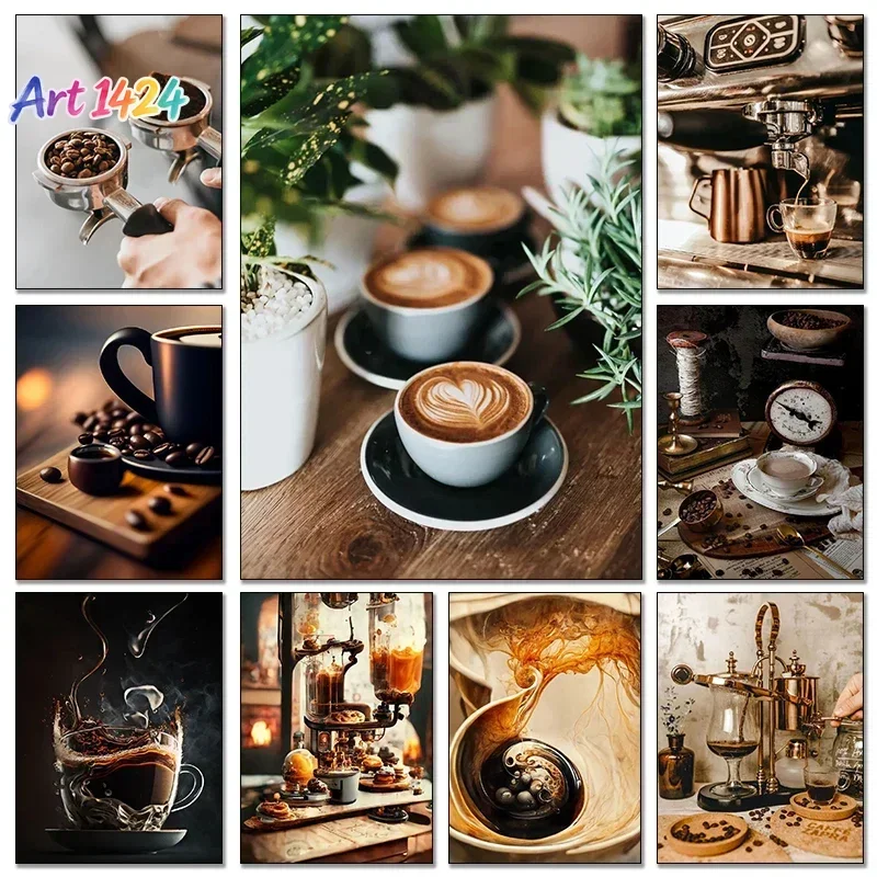 Vintage Coffee Bean Hand Coffee Espresso Latte Cup Art Poster Canvas Painting Wall Prints HD Picture Living Room Home Cafe Decor