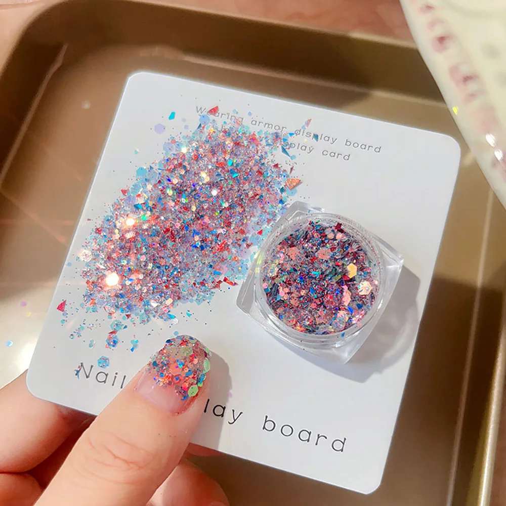 -Sea Ocean- Versatile Trendy Flashing Mermaid Hexagon Glitter Mixed Size Cheese Salt Flakes Nail Gel Polish Adorning Sequins 404