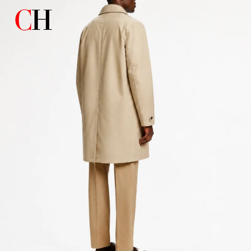 Gabardina Acolchada con Forro para Hombre CH, Chaqueta Cortavientos de Solapa Entallada y Cierre de Botón, Abrigo Cálido de Invierno de Estilo Casual y de Negocios