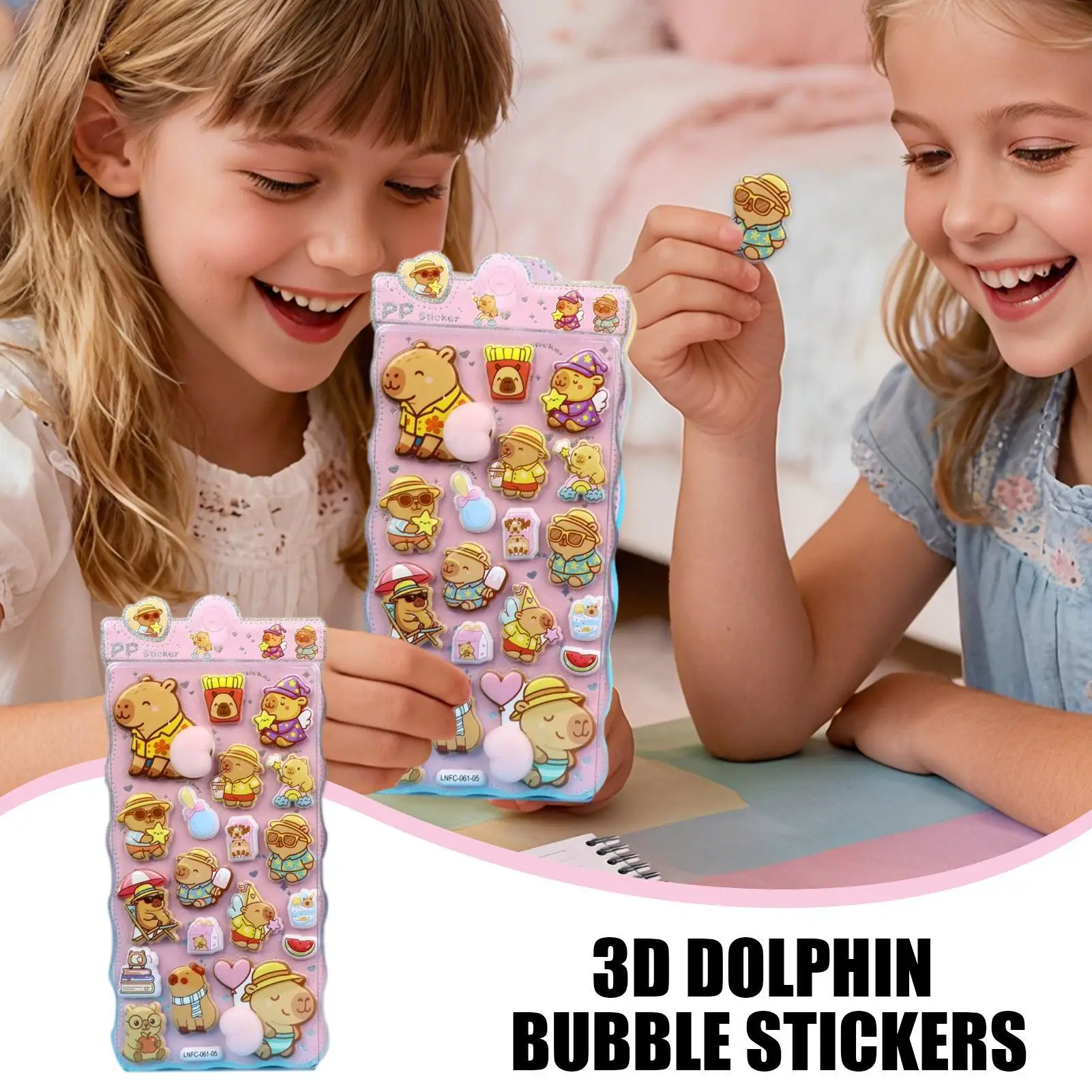Bubble Stickers Funny Reusable Removable Toys Kids Capybara Journal Stickers for Toddler Children Birthday Classroom