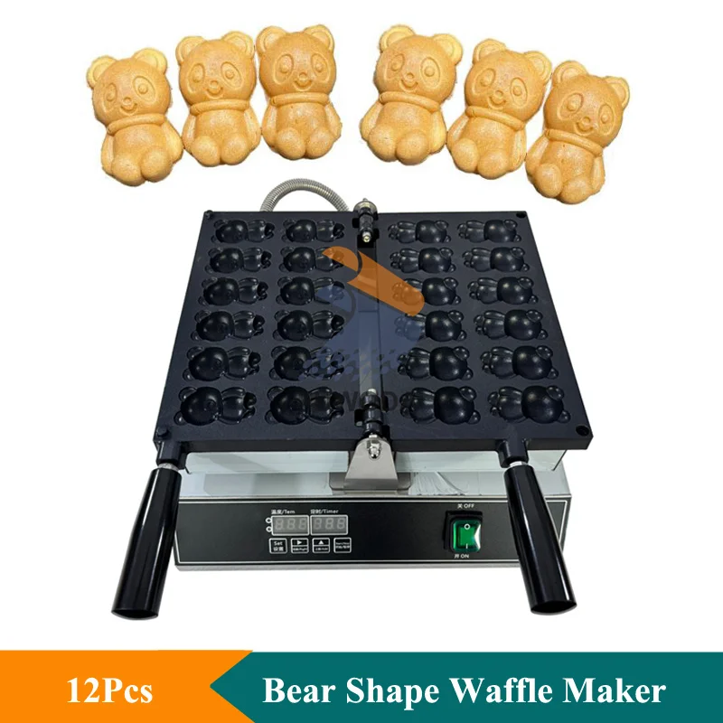 

Non-Stick Waffle Machine Snack Equipment Bear Shape Waffle Maker Electric Bear Bread Baking Machine for Food Shop