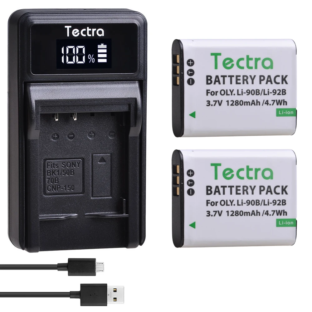 LI-90b LI-92b Li90b Battery + LED USB Charger for Olympus Tough TG-1 iHS,TG-2 iHS,TG-3,TG-4,TG-5,TG-6,TG-Tracker