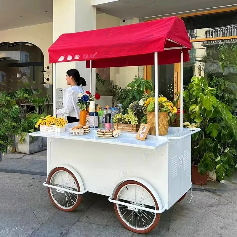 Market Promotion Cart Outdoor Shed Snack Car Stall Folding Mobile Market Display Stand