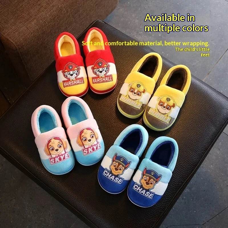 Genuine Premium Paw Patrol Chase Toddler Slippers Cozy Blue Fluffy Lining Durable White Upper Cute Character Decor Shoes